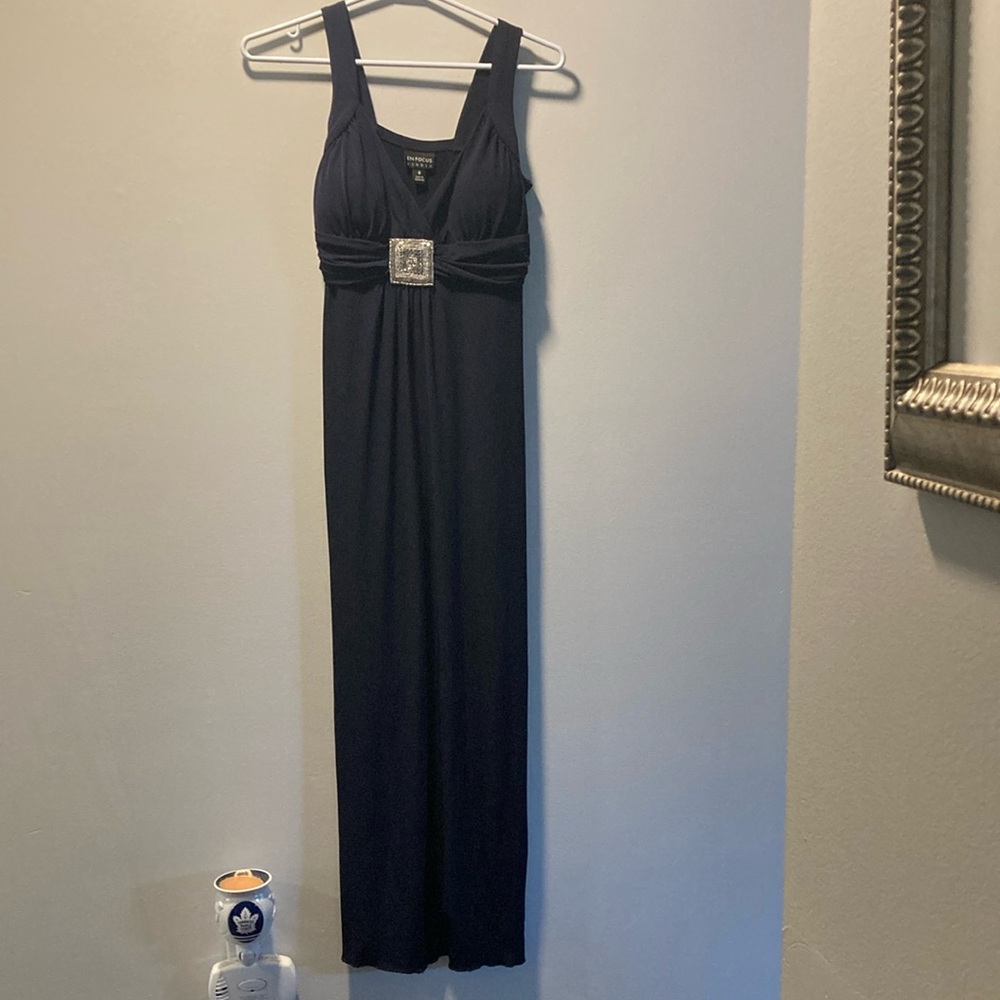 En Focus Studio Navy Formal Long Dress, Sz 6